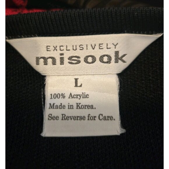 Exclusively Misook Red Floral Jacket Cardigan L Womens Open Long Sleeves - Picture 6 of 6